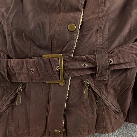 Barbour International MATLOCK Brown Size 6 Waxed Jacket Women Fleece Inside - Picture 9 of 16
